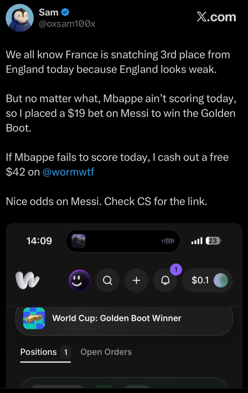 WormWTF prediction market post